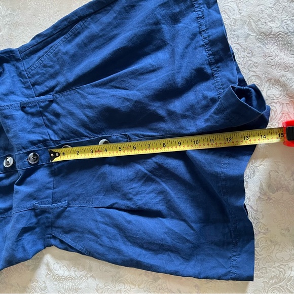 Banana Republic Blue W Sz2 Romper Button  w/Belt Bloom Short sleeves Line Cotton - Picture 12 of 16